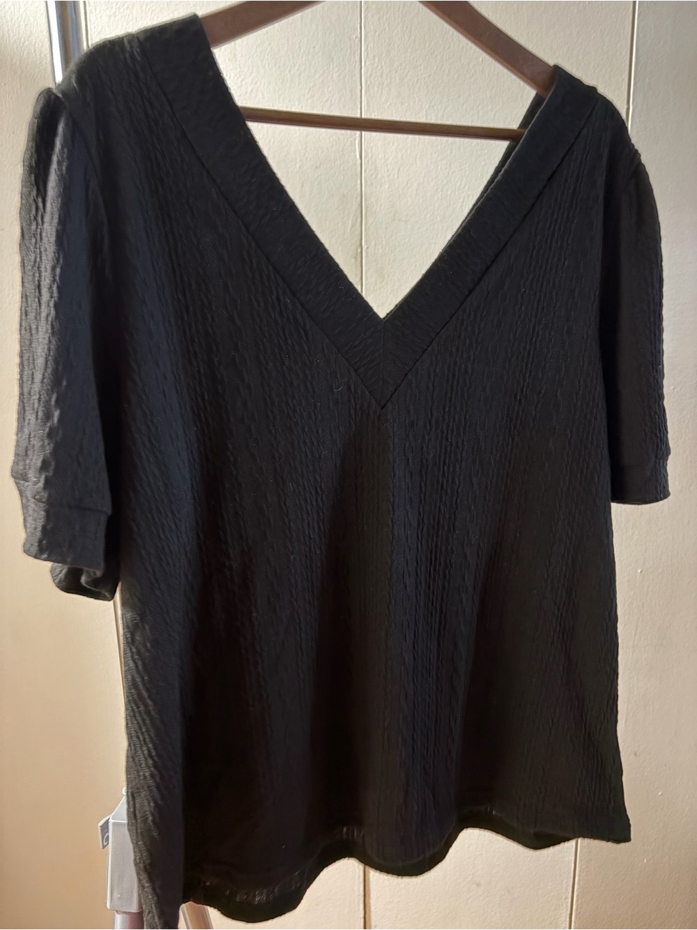 Agnes Orinda NWT Black V-Neck Black Women's Blouse 2x
